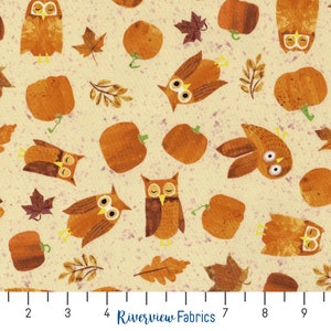 Owls and Pumpkins Fabric By the Yard, Haunted Hallow Collection, Clothworks, 100% Quilting Cotton, Fat Quarters, Fall Fabric