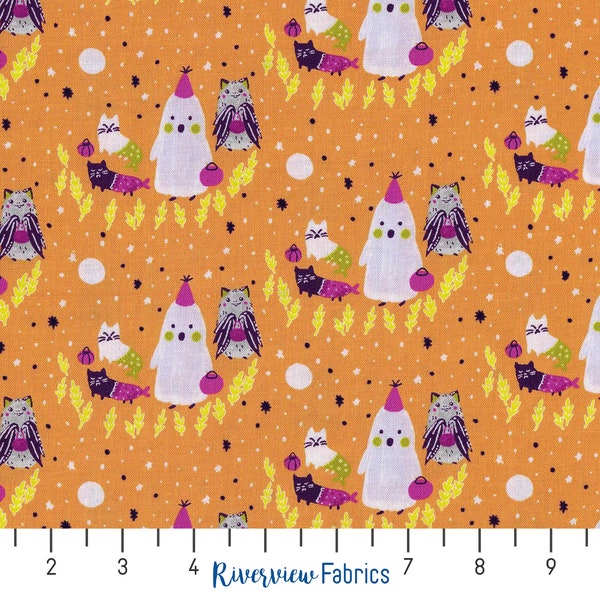 Bring Your Own Boos - Ghoul's Night - J-E-L-L-Glow White Pigment | Cotton+Steel Fabrics | Quilting Cotton Fabric By the Yard, Fat Quarters