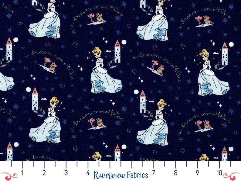 Cinderella Fabric by the Yard, Disney Princess, Heart of a Princess ...