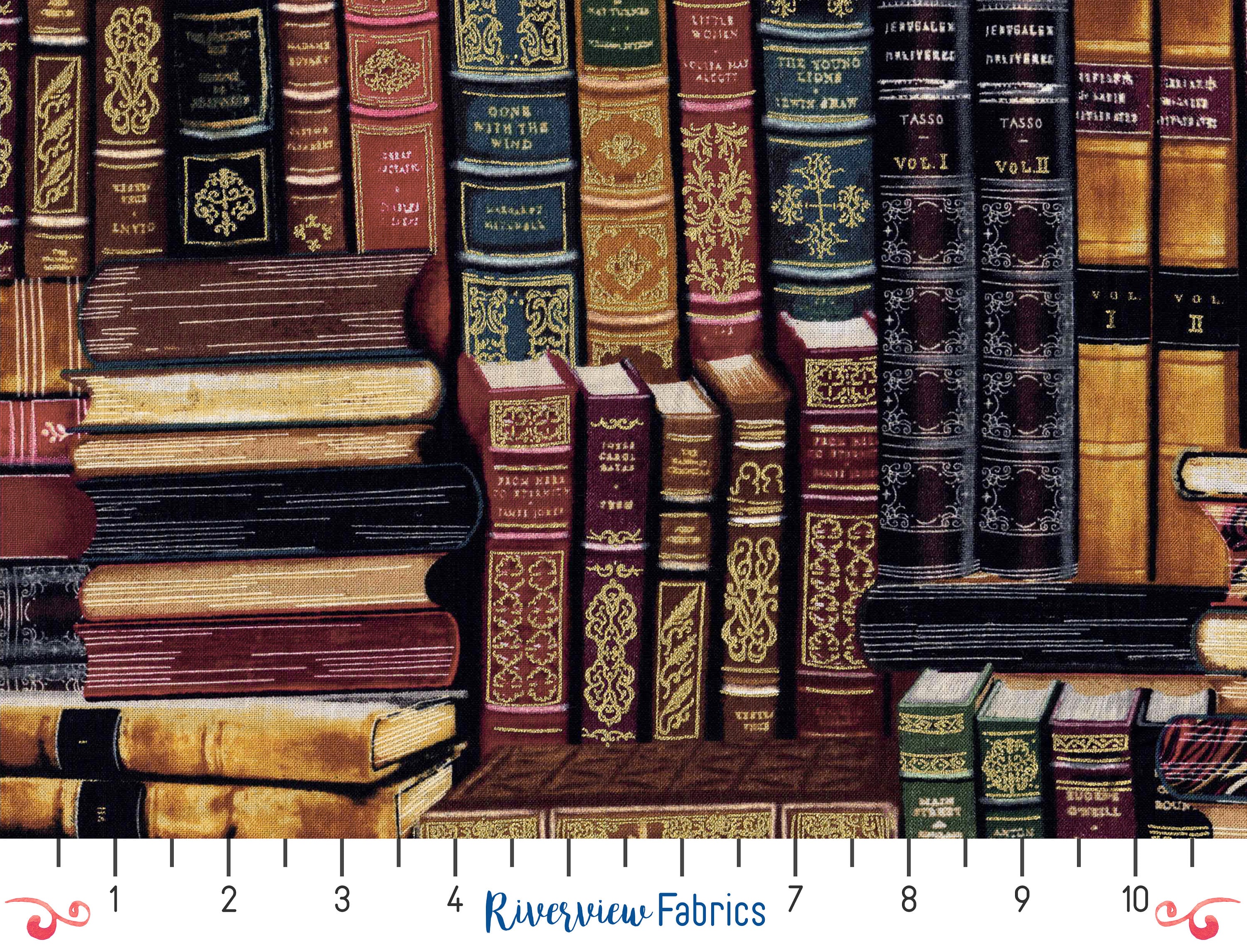Old Fashioned Library Books Fabric by the Yard, Timeless Treasures ...