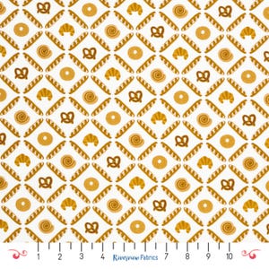 Bread Fabric Remnants, White, Quilting Cotton, I Love Carbs Collection, Camelot Fabrics