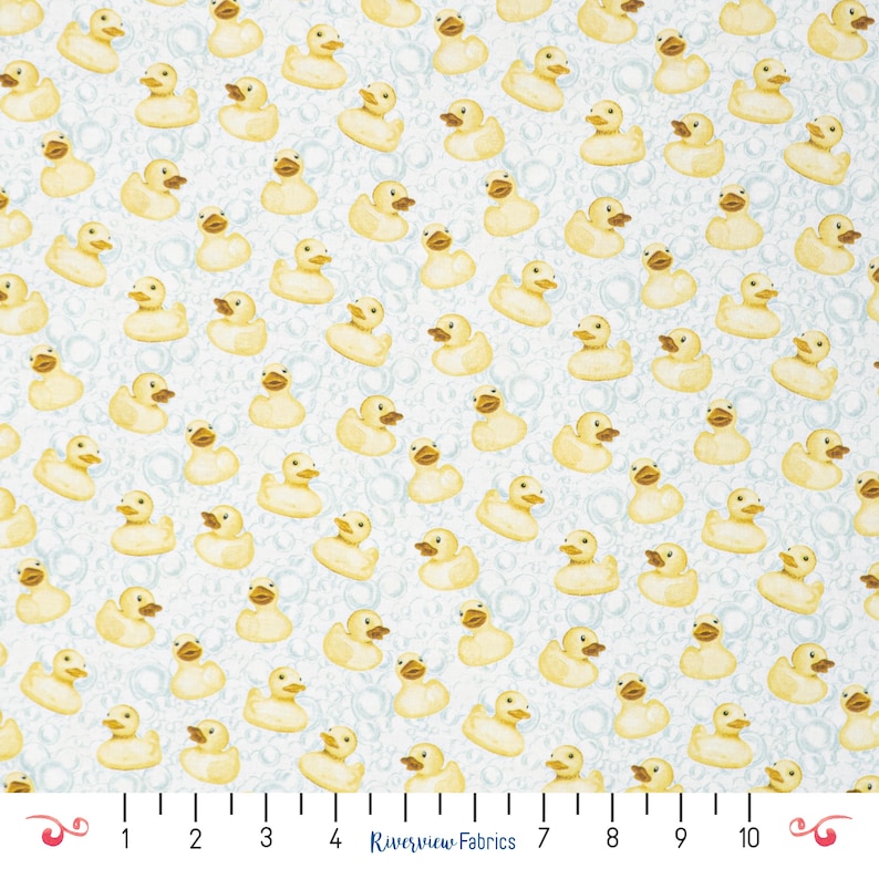 Rubber Duck Fabric by the Yard, Quilting Cotton, Bathing Bonnies ...