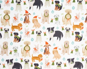 Christmas Dogs Fabric By the Yard, Happy Howlidays Collection, Paintbrush Studios Fabrics, 100% Quilting Cotton, Fat Quarters