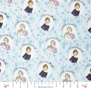 Frozen 2 Fabric by the Yard, Anna and Elsa, Licensed Disney Fabric, Springs Creative, Quilting Cotton, 100% Cotton, Fat Quarters