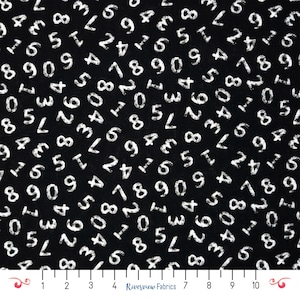Tossed Numbers Meterware, Schwarz, Color My World Kollektion, Blank Quilting Corp, 100% Quilting Cotton, Fat Quarters