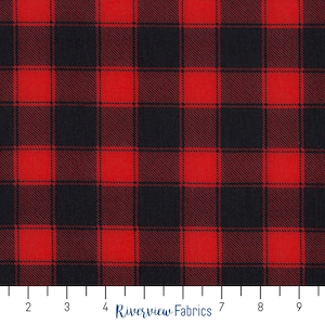 Buffalo Check Fabric - Red and Black, Timeless Treasures Fabric, 100% Quilting Cotton, Fabric By the Yard, Fat Quarters