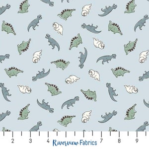 Roar - Mini Dinos - Sky | Riley Blake | Quilting Cotton | Fabric By the Yard