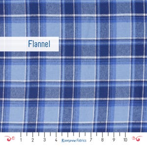 Plaid Flannel  Fabric by the Yard - Blue and White, Fabric Merchants, 100% Cotton