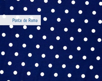 Tela Ponte de lunares cortada a medida, azul oscuro y blanco, tela elástica, punto grueso