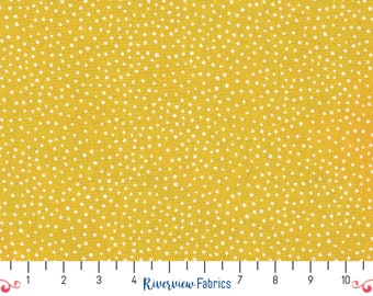 Golden Yellow with White Dots Fabric by the Yard, Happiest Dots Collection, RJR Fabrics, Quilting Cotton