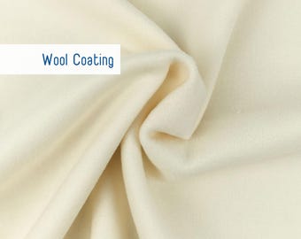 Wool Melton Coating Fabric By the Yard, Cream