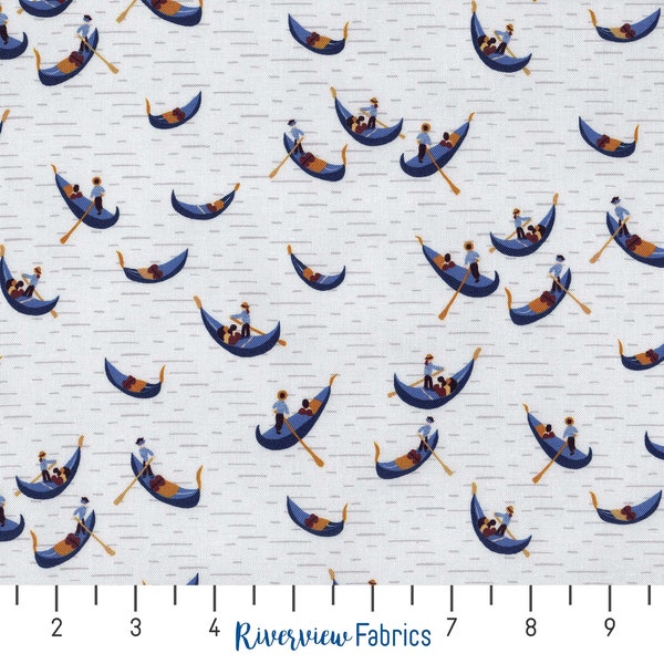 Viaggio A Venezia - Gondola Serenade - Blue | RJR Fabrics | Quilting Cotton Fabric By the Yard, Fat Quarters