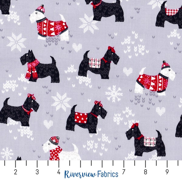 Knit & Caboodle - Scottie Friends | Kanvas Studio | Quilting Cotton Fabric By the Yard, Fat Quarters