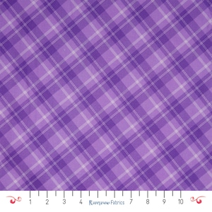 Purple Diagonal Plaid Fabric by the Yard, Playful Plaids Collection, Paintbrush Studio Fabrics, Quilting Cotton, Fat Quarters