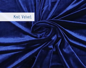 Stretch Velvet Fabric by the Yard, Navy Blue, Fabric Merchants, Apparel Fabric