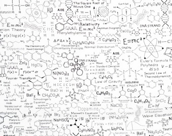 科学生地（1ヤードあたり）：キルティングコットン、白と黒