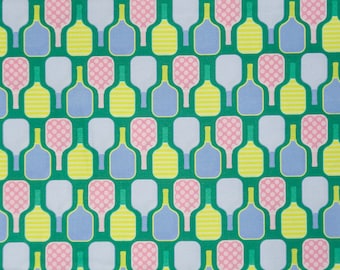 Pickleball Paddles Fabric By the Yard, White, Pickleball Playtime Collection, Paintbrush Studio Fabrics, 100% Quilting Cotton, Fat Quarters