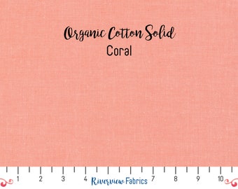 Cirrus Solids -  Coral | Cloud9 Fabrics | GOTS Certified Organic Quilting Cotton Fabric By the Yard, Fat Quarters