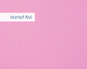 Tejido de punto interlock liso cortado a medida, morado-rosa, mezcla de algodón y poliéster, tejido para prendas de vestir.
