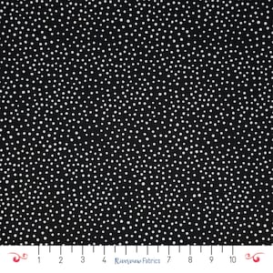 Black with White Dots Fabric by the Yard, Happiest Dots Collection, RJR Fabrics, 100%  Quilting Cotton, Fat Quarters, Basics, Blenders
