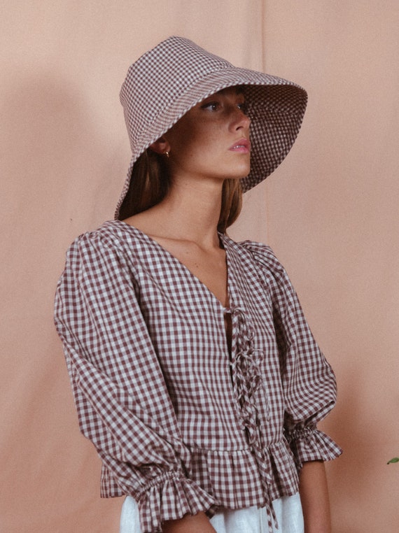GINGHAM BUCKET HAT Blue Anemone Canvas 