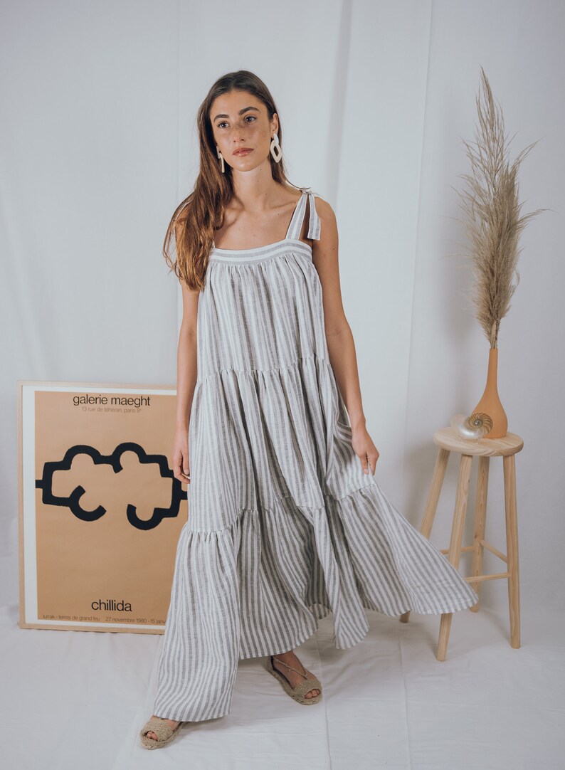 LINEN DRESSboho dressbohemian dresssummer dressbridesmaid dresswedding dressprairie dressmaxi dress70s dressvintage dress