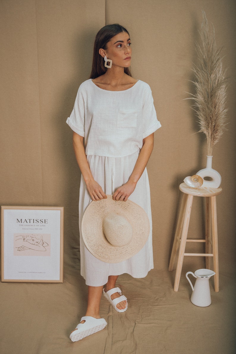 CROP TOPcotton top boho topsummer topwhite topminimal top white crop top oversize top organic clothing sustainable clothing