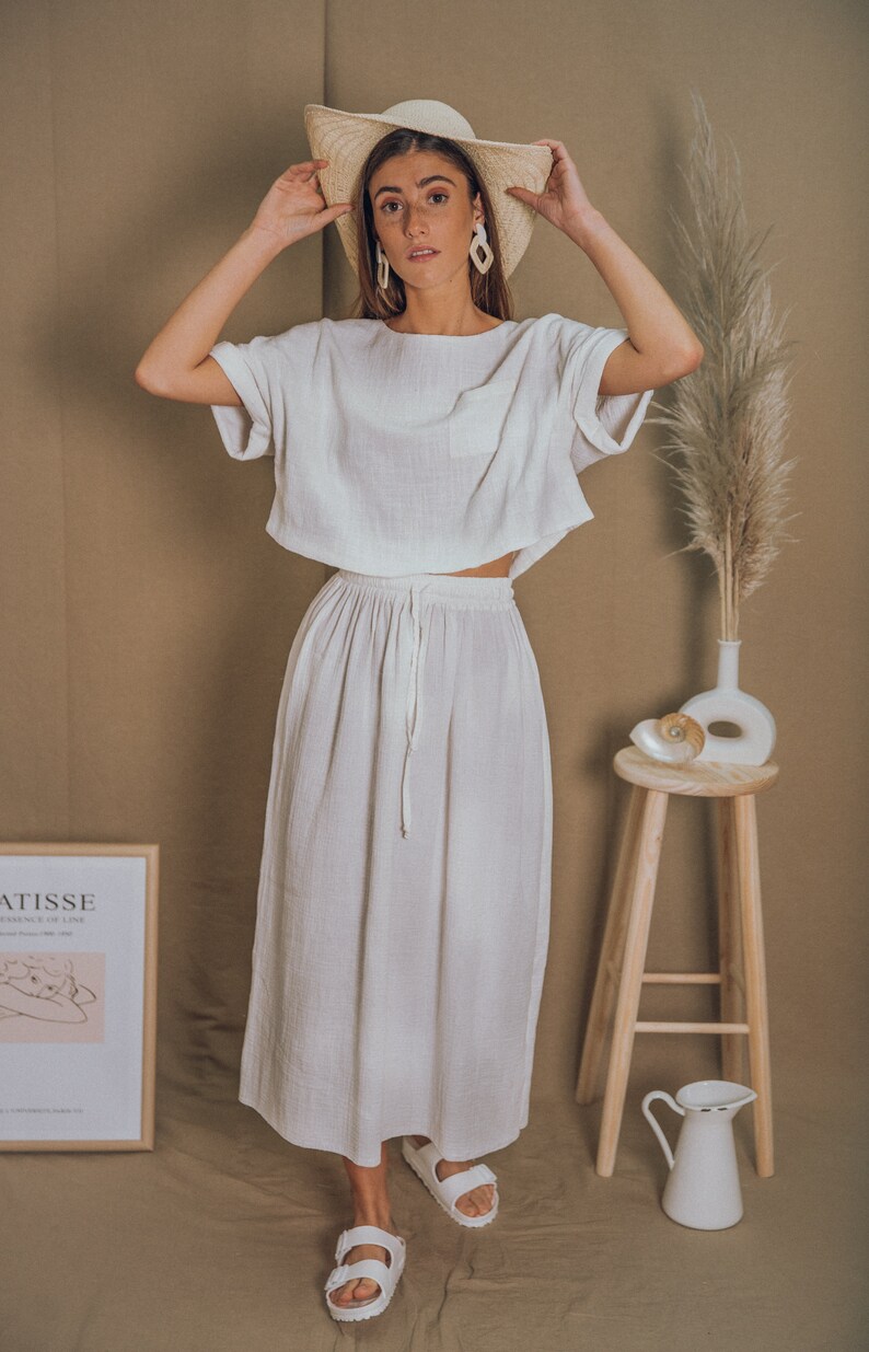 CROP TOPcotton top boho topsummer topwhite topminimal top white crop top oversize top organic clothing sustainable clothing