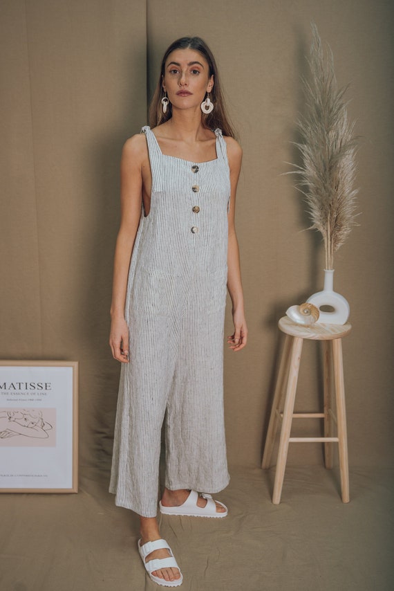 linen dungaree jumpsuit