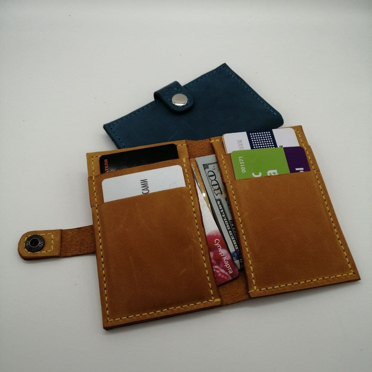 Yellow Leather Cardholder / Cardholder / leather cardholder / Etsy