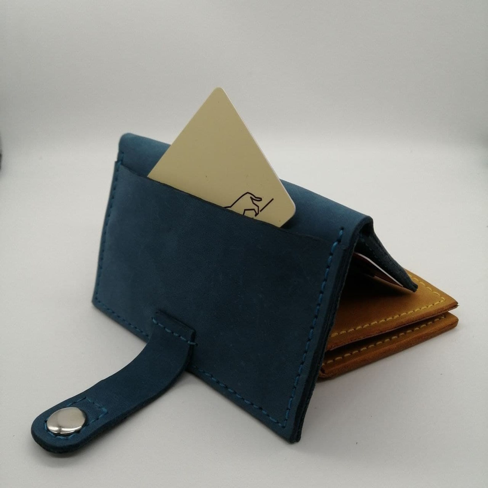 Blue Leather Cardholder / Cardholder / leather cardholder / Etsy