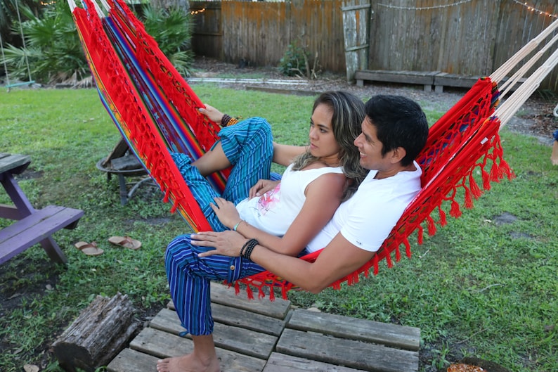 Hammock Burgundy Double Inca Pattern Handmade Indoor Outdoor Bohemian Vintage Garden Gift