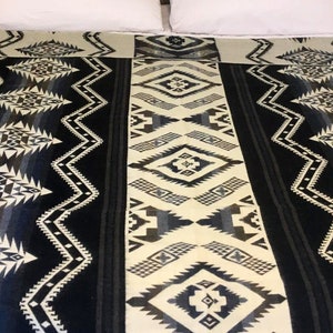Blanket Alpaca Quipu Black Handmade Boho Soft Queen Vintage Tribal Reversible Design