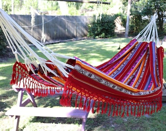 Vibrant Inca Hammock - Lightweight, Double, Handmade Ultra-Comfy for Outdoor Bliss & Relaxation