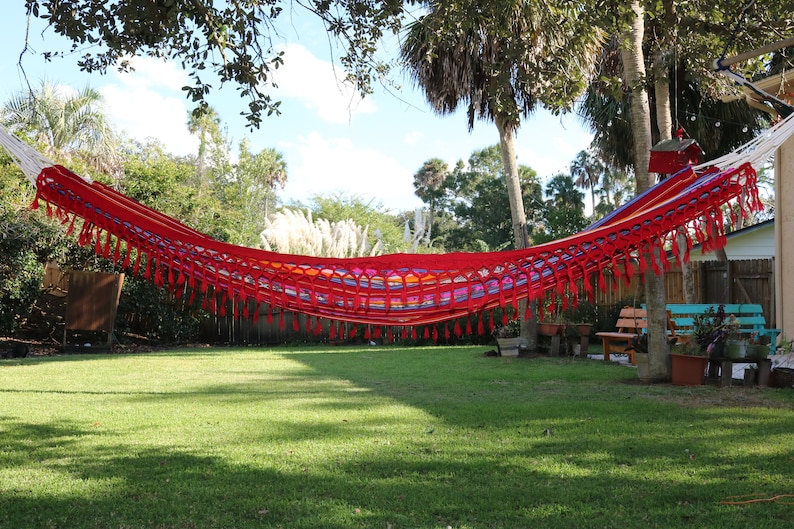 Hammock Burgundy Double Inca Pattern Handmade Indoor Outdoor Bohemian Vintage Garden Gift