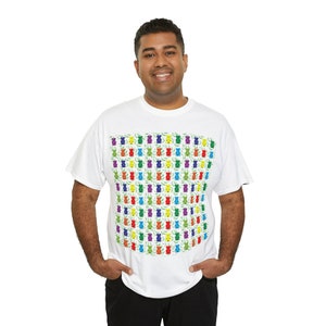 Gummy Bear Pattern Unisex Heavy Cotton Tee, Gummy Bear, Shirt , Gift