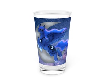 Princess Luna & Princess Celestia Pint Glass, 16oz, mlp, My little Pony Fans, Brony,Pegasus, Magical, Magic of Friendship, princess