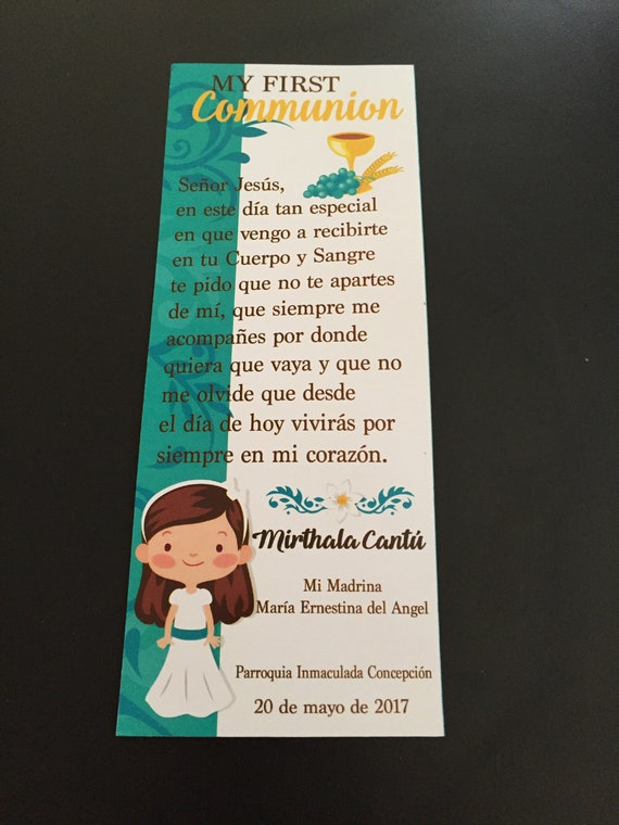 First Communion Prayer Card Etsy