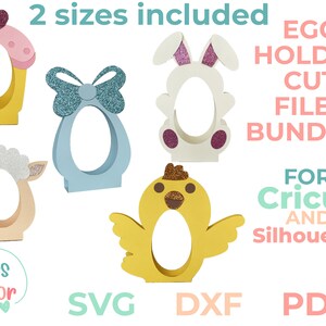Pacchetto porta uova di Pasqua SVG / Porta uova di cioccolato / Coniglietto pasquale SVG / Bomboniera per feste per bambini / Regalo di carta artigianale / Porta uova di animali pasquali