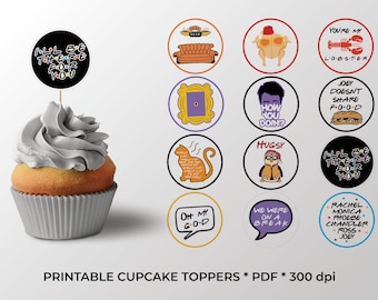Cupcake Toppers, Friends Party Decorations, Friends Party Theme, Friends Party Decor, Friends Party Food Label, Cupcake Decorations