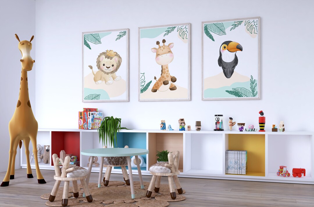Jungle Nursery Decor Animal Nursery Set of 3 Animal Print Jungle ...