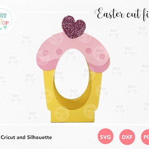 Easter Cupcake Egg Holder SVG, Easter Gift, Chocolate Egg Stand, Easter SVG, Kids Party Favor, Paper craft Gift, Stand for Chocolate Egg