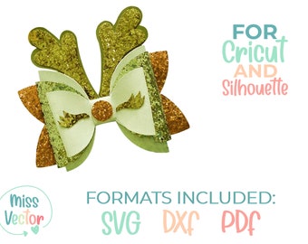 Rentier Schleife Haarschleife Vorlage Schleife svg Schleifenvorlage Lederschleife svg Kunstlederschleife Cricut Bogen svg SVG Cricut Schnittdatei Silhouette Schnittdatei
