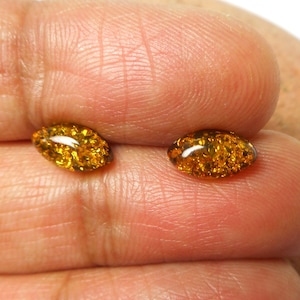 Marquise Green AMBER Sterling Silver Gemstone Stud Earrings 925 - 5 x 9 mm