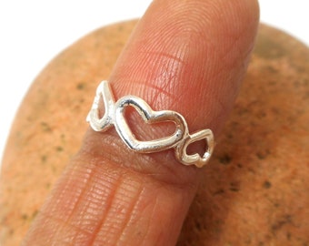 Verstelbare hart 925 sterling zilveren teenring