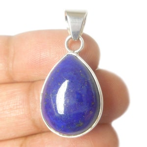 Tear Drop Afghanistani LAPIS LAZULI Sterling Silver 925 Gemstone Pendant