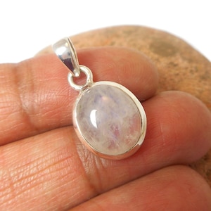 Small Oval MOONSTONE Sterling Silver 925 Gemstone Pendant