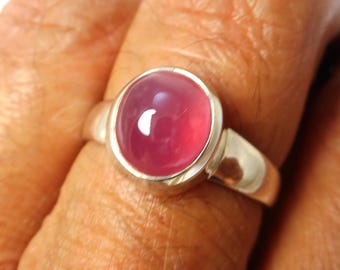 Handgefertigter Ring mit Rubin: Echtsilber, Boho-Schmuck, US Size 8
