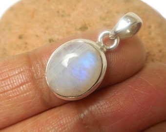 Small Oval MOONSTONE Sterling Silver 925 Gemstone Pendant