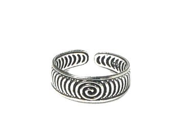 Bague d'orteil spirale en argent sterling 925 réglable